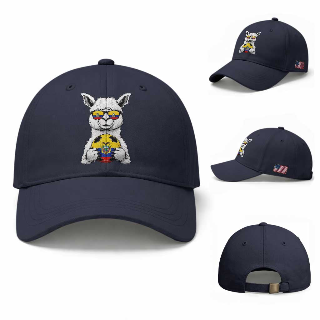 Funny Ecuador Alpaca Soccer Lover Baseball Cap South American Pride Gift
