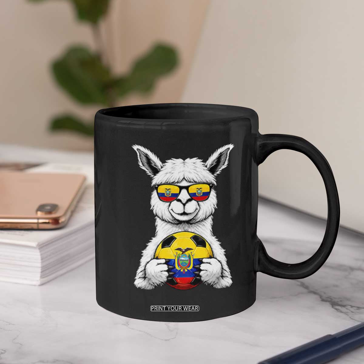 Funny Ecuador Alpaca Soccer Lover Coffee Mug South American Pride Gift
