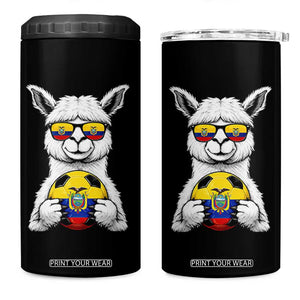 Funny Ecuador Alpaca Soccer Lover 4 in 1 Can Cooler Tumbler South American Pride Gift