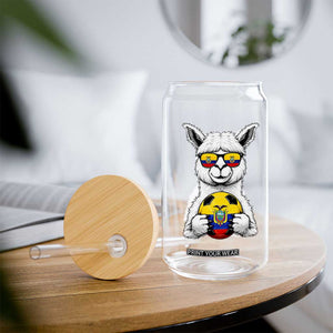 Funny Ecuador Alpaca Soccer Lover Glass Can South American Pride Gift