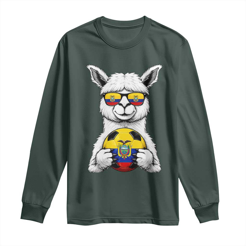 Funny Ecuador Alpaca Soccer Lover Long Sleeve Shirt South American Pride Gift