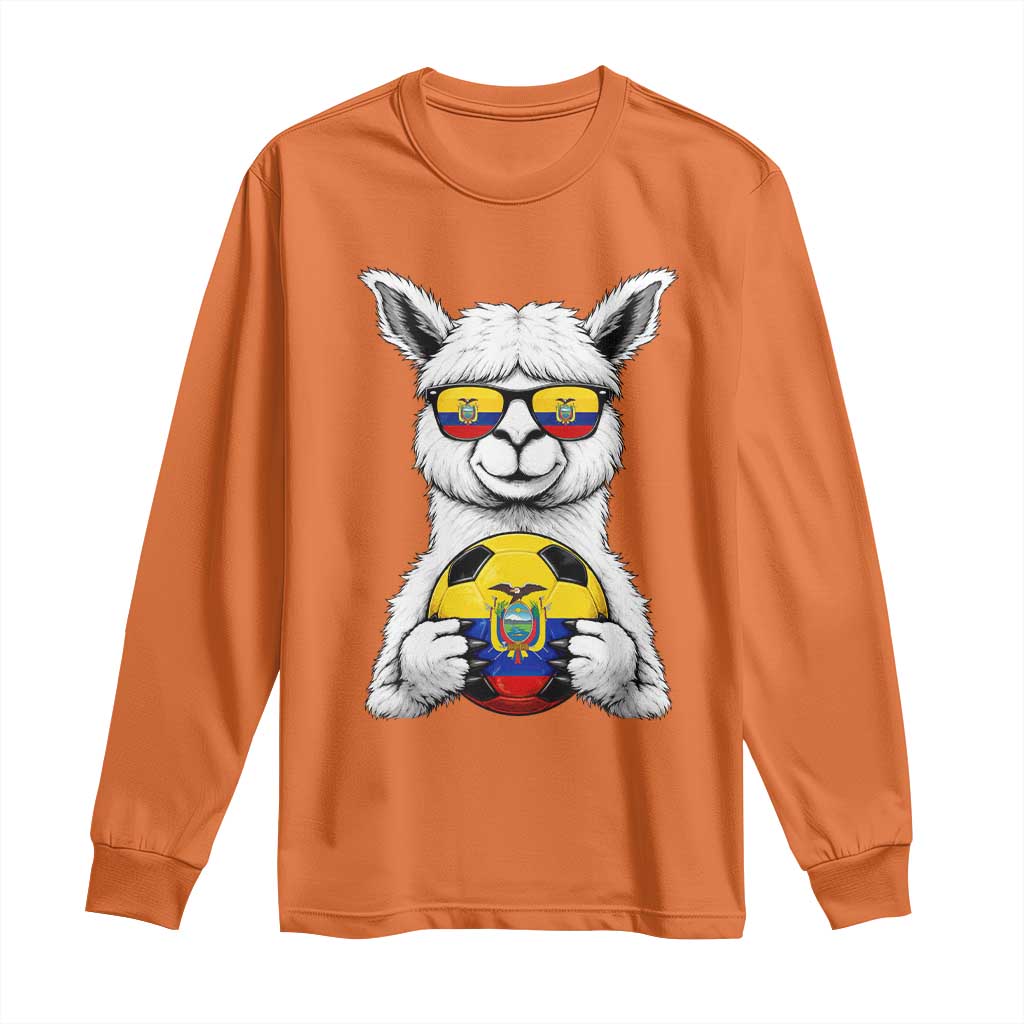 Funny Ecuador Alpaca Soccer Lover Long Sleeve Shirt South American Pride Gift
