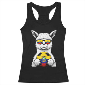 Funny Ecuador Alpaca Soccer Lover Racerback Tank Top South American Pride Gift