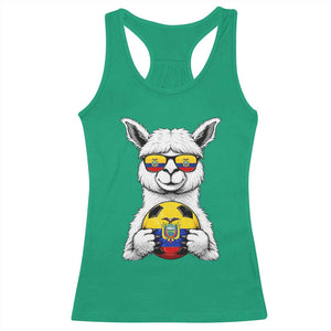 Funny Ecuador Alpaca Soccer Lover Racerback Tank Top South American Pride Gift