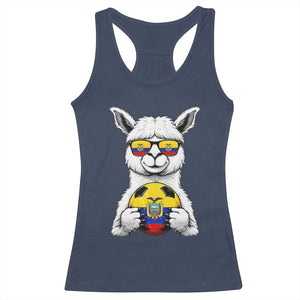 Funny Ecuador Alpaca Soccer Lover Racerback Tank Top South American Pride Gift
