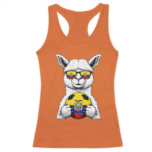 Funny Ecuador Alpaca Soccer Lover Racerback Tank Top South American Pride Gift