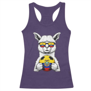 Funny Ecuador Alpaca Soccer Lover Racerback Tank Top South American Pride Gift