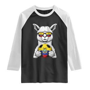 Funny Ecuador Alpaca Soccer Lover Raglan Shirt South American Pride Gift