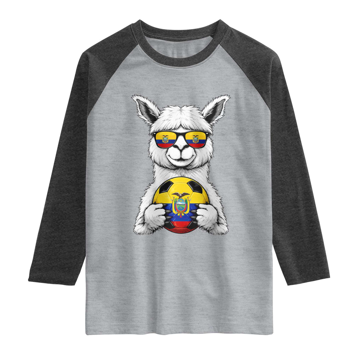 Funny Ecuador Alpaca Soccer Lover Raglan Shirt South American Pride Gift