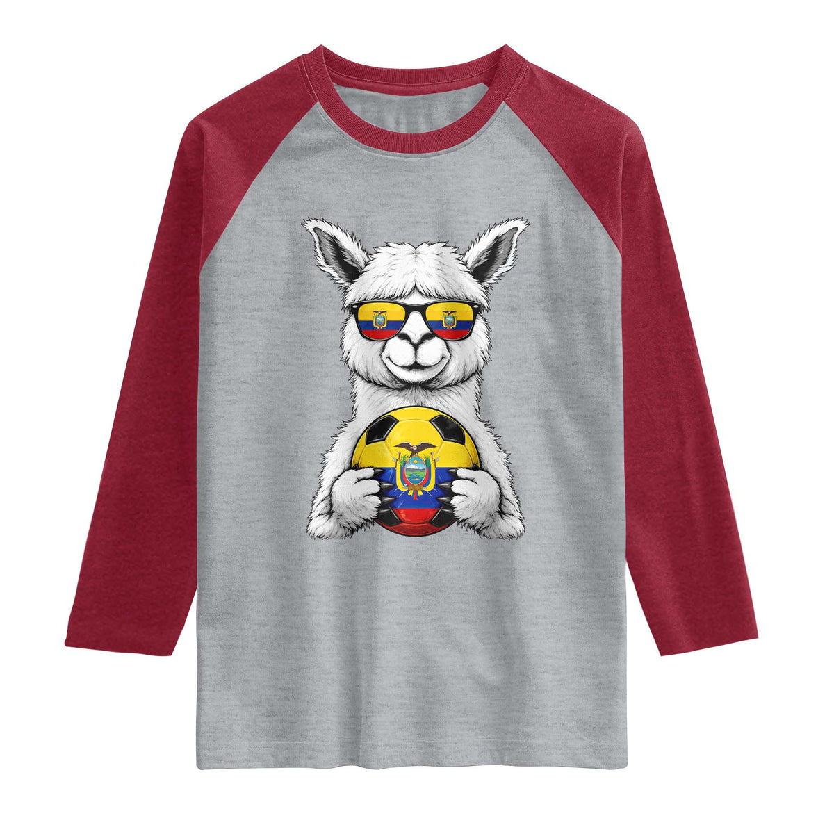 Funny Ecuador Alpaca Soccer Lover Raglan Shirt South American Pride Gift