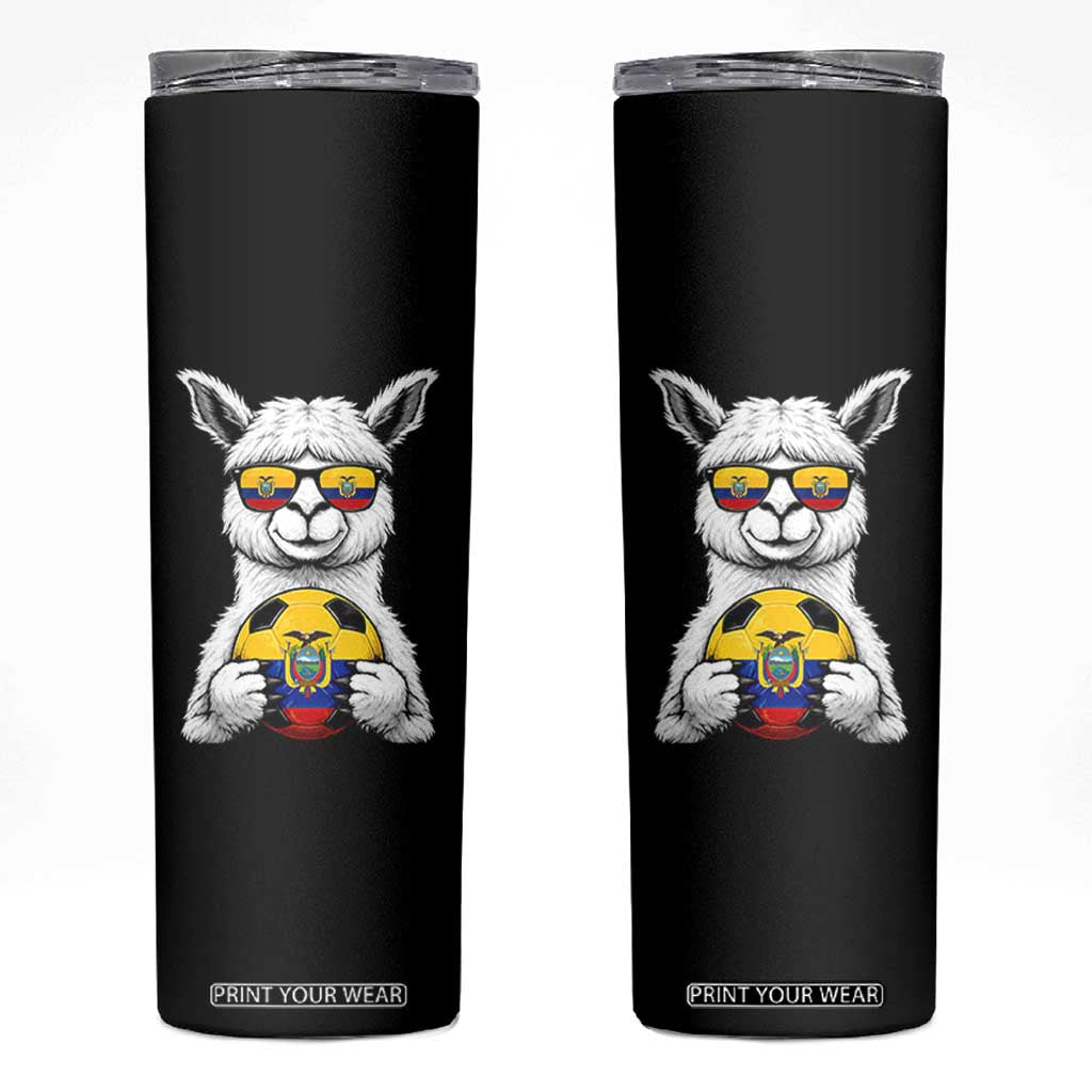 Funny Ecuador Alpaca Soccer Lover Skinny Tumbler South American Pride Gift