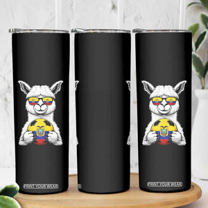 Funny Ecuador Alpaca Soccer Lover Skinny Tumbler South American Pride Gift
