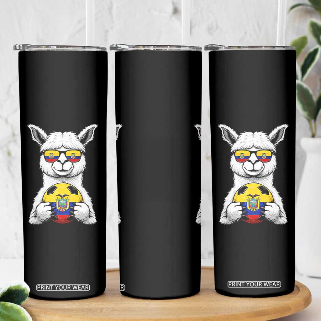 Funny Ecuador Alpaca Soccer Lover Skinny Tumbler South American Pride Gift