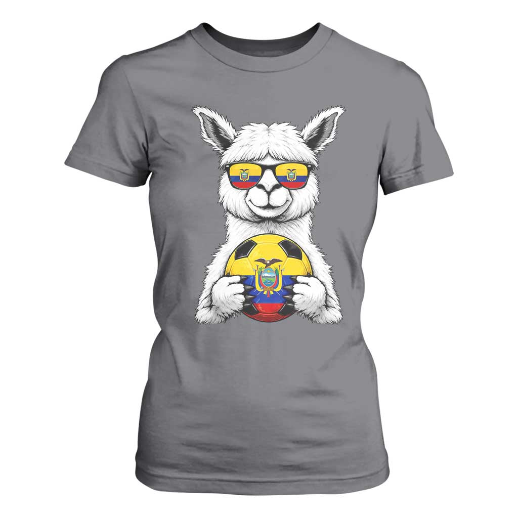 Funny Ecuador Alpaca Soccer Lover T Shirt For Women South American Pride Gift