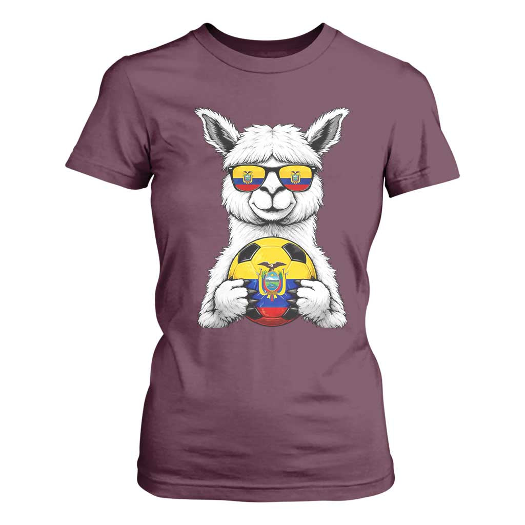 Funny Ecuador Alpaca Soccer Lover T Shirt For Women South American Pride Gift