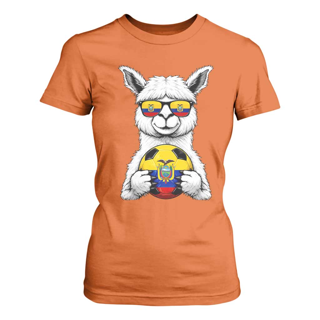 Funny Ecuador Alpaca Soccer Lover T Shirt For Women South American Pride Gift