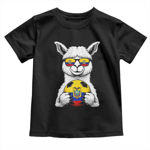 Funny Ecuador Alpaca Soccer Lover Toddler T Shirt South American Pride Gift