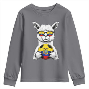 Funny Ecuador Alpaca Soccer Lover Youth Sweatshirt South American Pride Gift