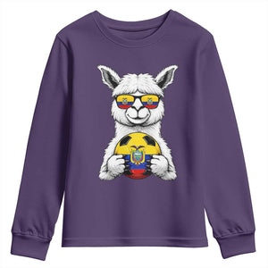 Funny Ecuador Alpaca Soccer Lover Youth Sweatshirt South American Pride Gift