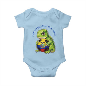 Off To Watch Ecuador Baby Onesie Funny Ecuador Iguana Soccer Fan Gift