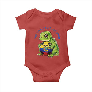 Off To Watch Ecuador Baby Onesie Funny Ecuador Iguana Soccer Fan Gift
