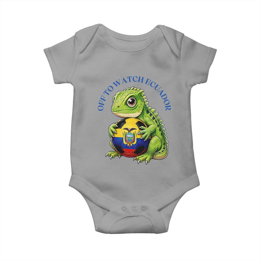 Off To Watch Ecuador Baby Onesie Funny Ecuador Iguana Soccer Fan Gift