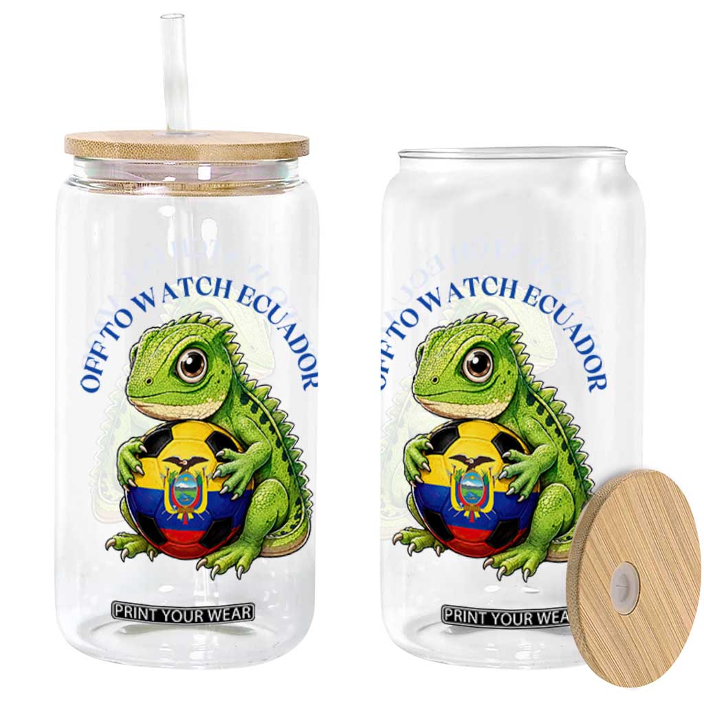 Off To Watch Ecuador Glass Can Funny Ecuador Iguana Soccer Fan Gift