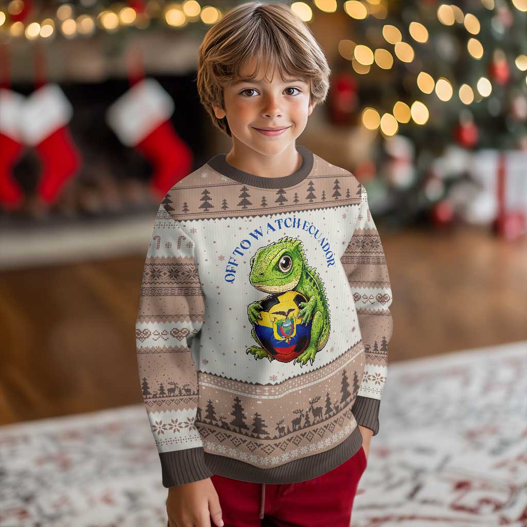 Off To Watch Ecuador Ugly Christmas Sweater Funny Ecuador Iguana Soccer Fan Gift