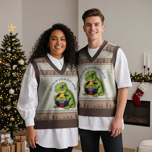Off To Watch Ecuador V-Neck Knit Sweater Vest Funny Ecuador Iguana Soccer Fan Gift