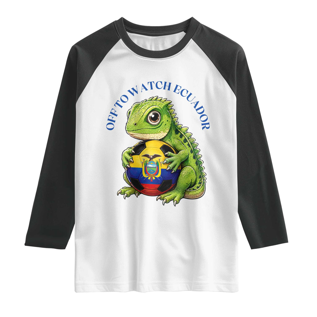 Off To Watch Ecuador Raglan Shirt Funny Ecuador Iguana Soccer Fan Gift