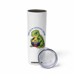 Off To Watch Ecuador Skinny Tumbler Funny Ecuador Iguana Soccer Fan Gift