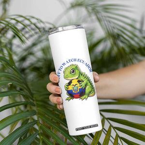 Off To Watch Ecuador Skinny Tumbler Funny Ecuador Iguana Soccer Fan Gift