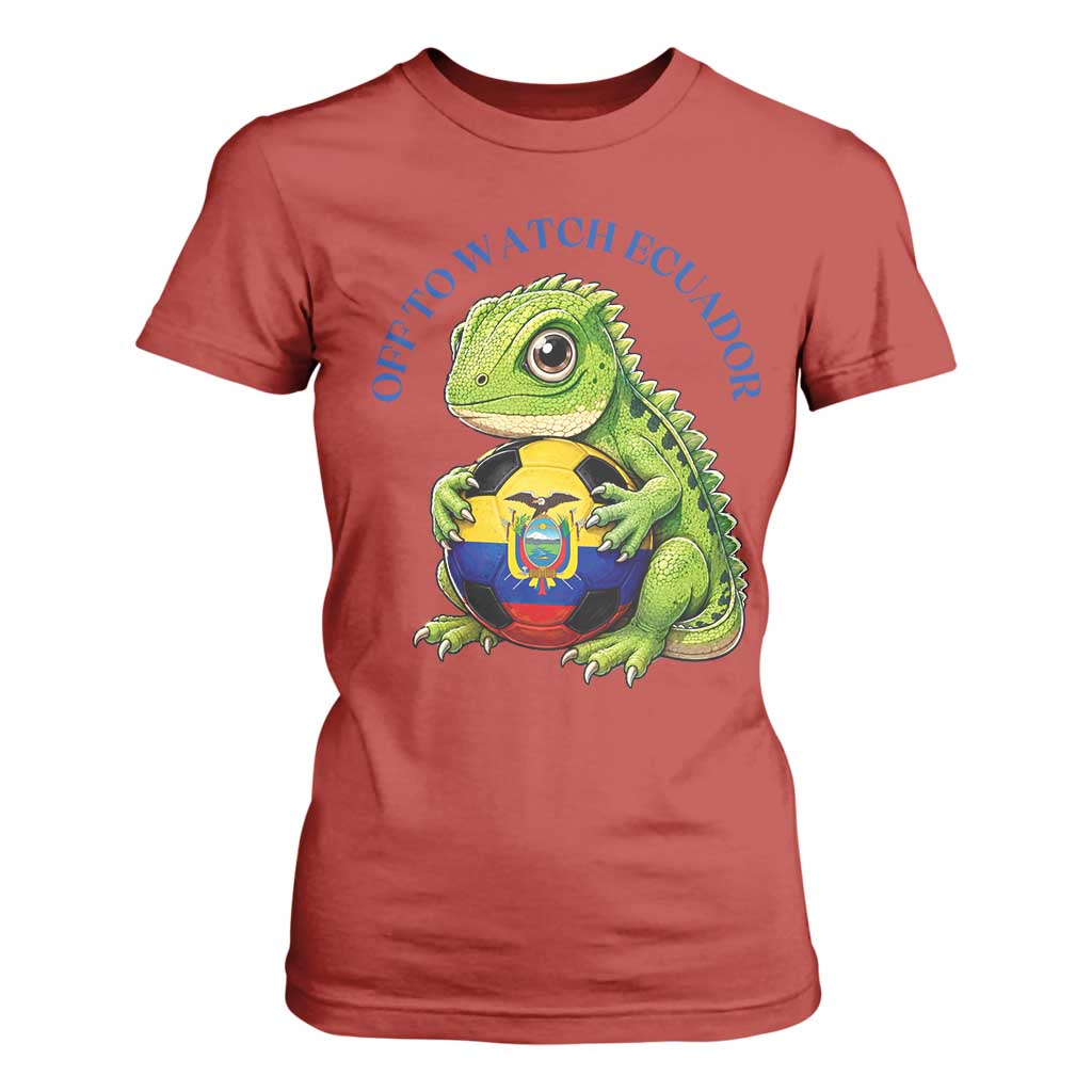 Off To Watch Ecuador T Shirt For Women Funny Ecuador Iguana Soccer Fan Gift