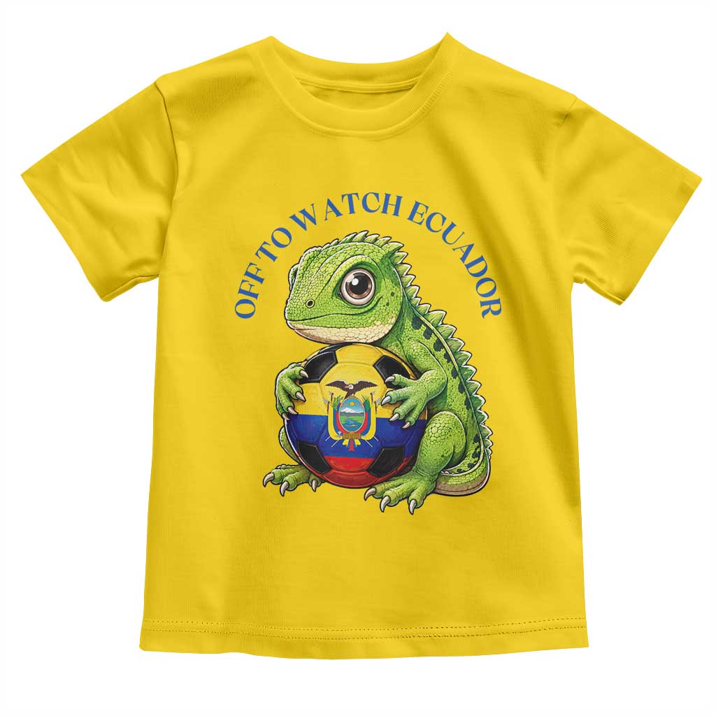 Off To Watch Ecuador Toddler T Shirt Funny Ecuador Iguana Soccer Fan Gift