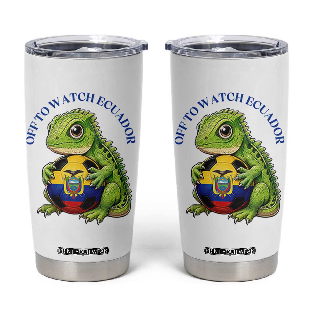 Off To Watch Ecuador Tumbler Cup Funny Ecuador Iguana Soccer Fan Gift