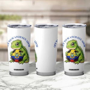 Off To Watch Ecuador Tumbler Cup Funny Ecuador Iguana Soccer Fan Gift