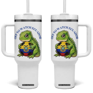 Off To Watch Ecuador Tumbler With Handle Funny Ecuador Iguana Soccer Fan Gift