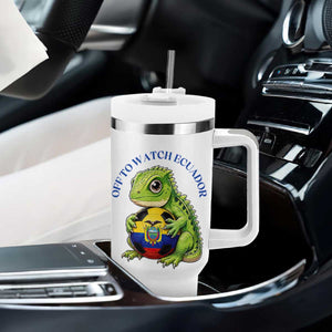 Off To Watch Ecuador Tumbler With Handle Funny Ecuador Iguana Soccer Fan Gift