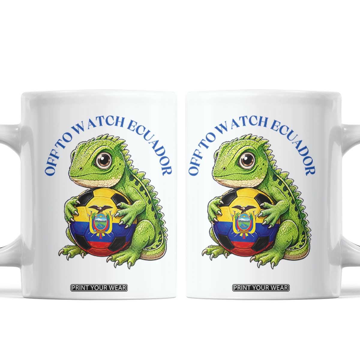 Off To Watch Ecuador Coffee Mug Funny Ecuador Iguana Soccer Fan Gift