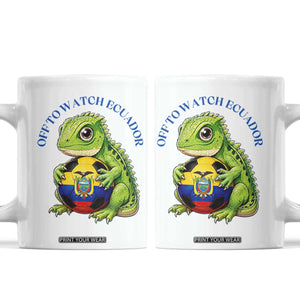 Off To Watch Ecuador Coffee Mug Funny Ecuador Iguana Soccer Fan Gift