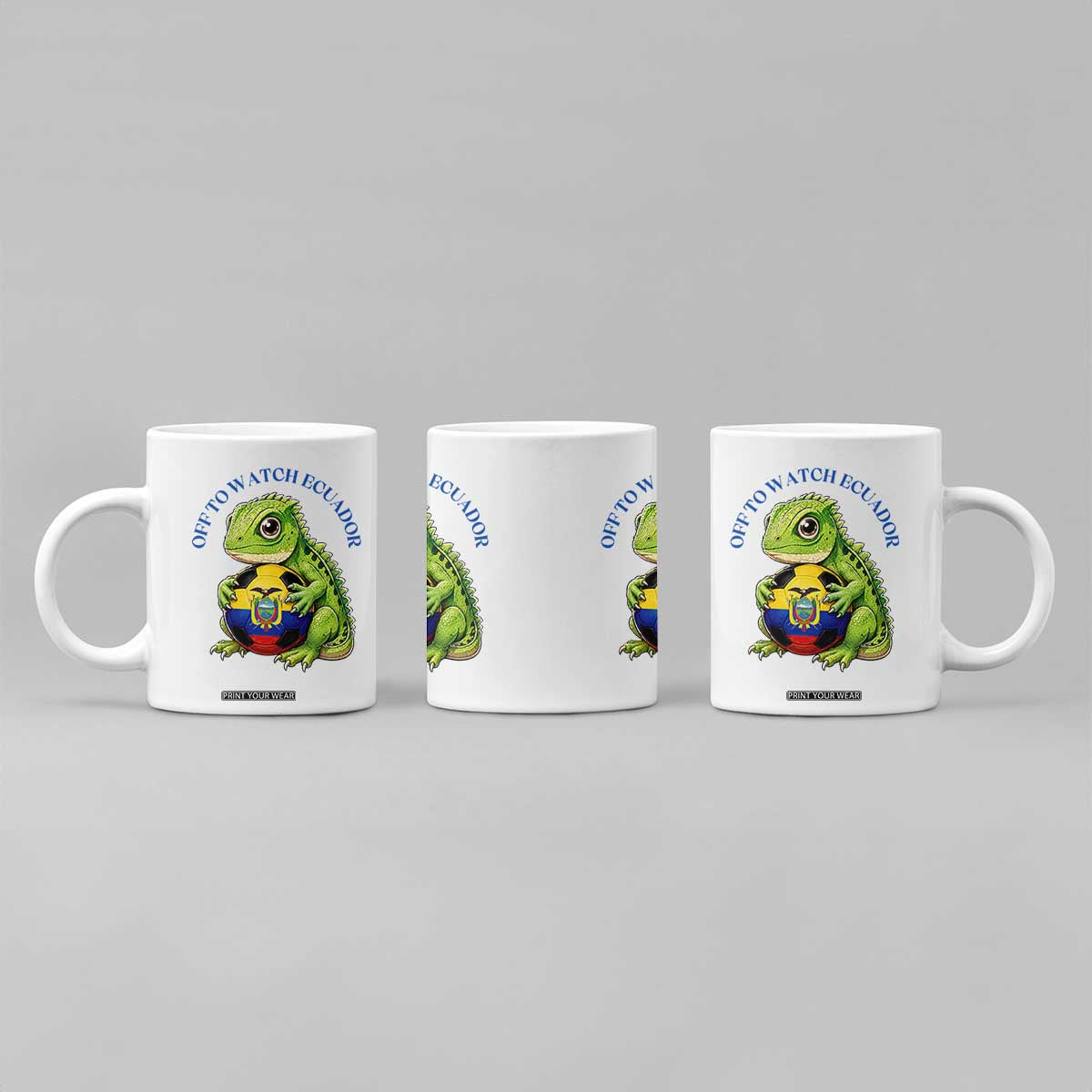 Off To Watch Ecuador Coffee Mug Funny Ecuador Iguana Soccer Fan Gift