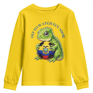Off To Watch Ecuador Youth Sweatshirt Funny Ecuador Iguana Soccer Fan Gift