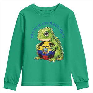 Off To Watch Ecuador Youth Sweatshirt Funny Ecuador Iguana Soccer Fan Gift