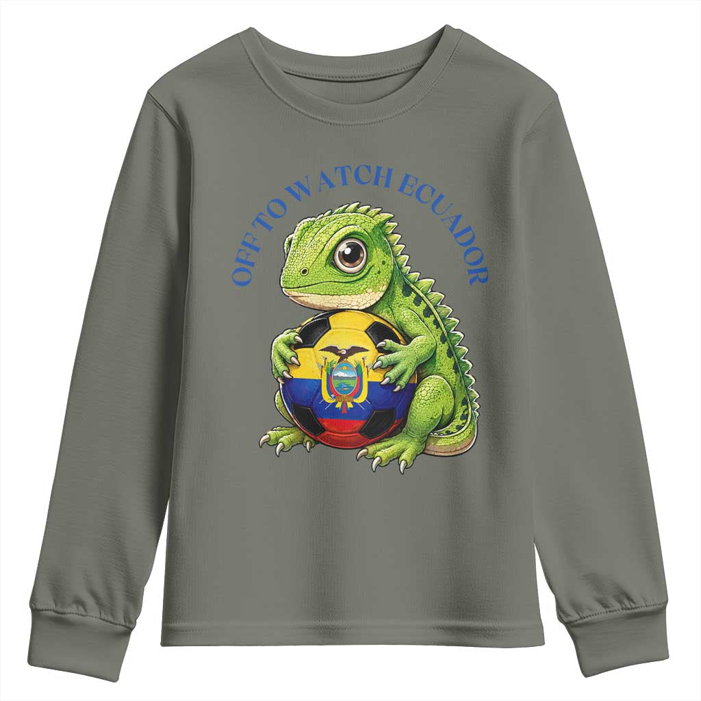 Off To Watch Ecuador Youth Sweatshirt Funny Ecuador Iguana Soccer Fan Gift