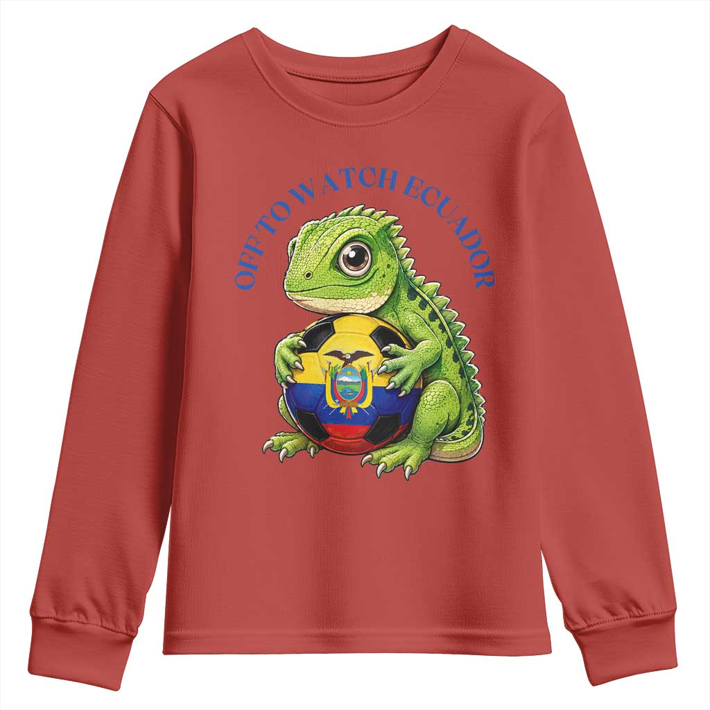 Off To Watch Ecuador Youth Sweatshirt Funny Ecuador Iguana Soccer Fan Gift