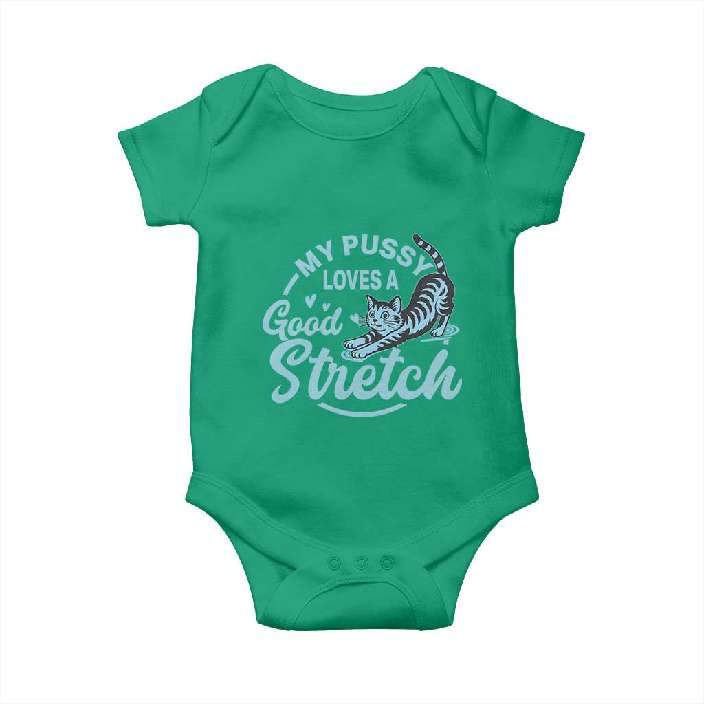 Adult Humor Cat Baby Onesie My Pussy Loves A Good Stretch TS12 Irish Green Print Your Wear