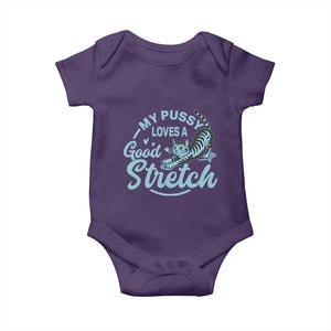 Adult Humor Cat Baby Onesie My Pussy Loves A Good Stretch TS12 Purple Print Your Wear