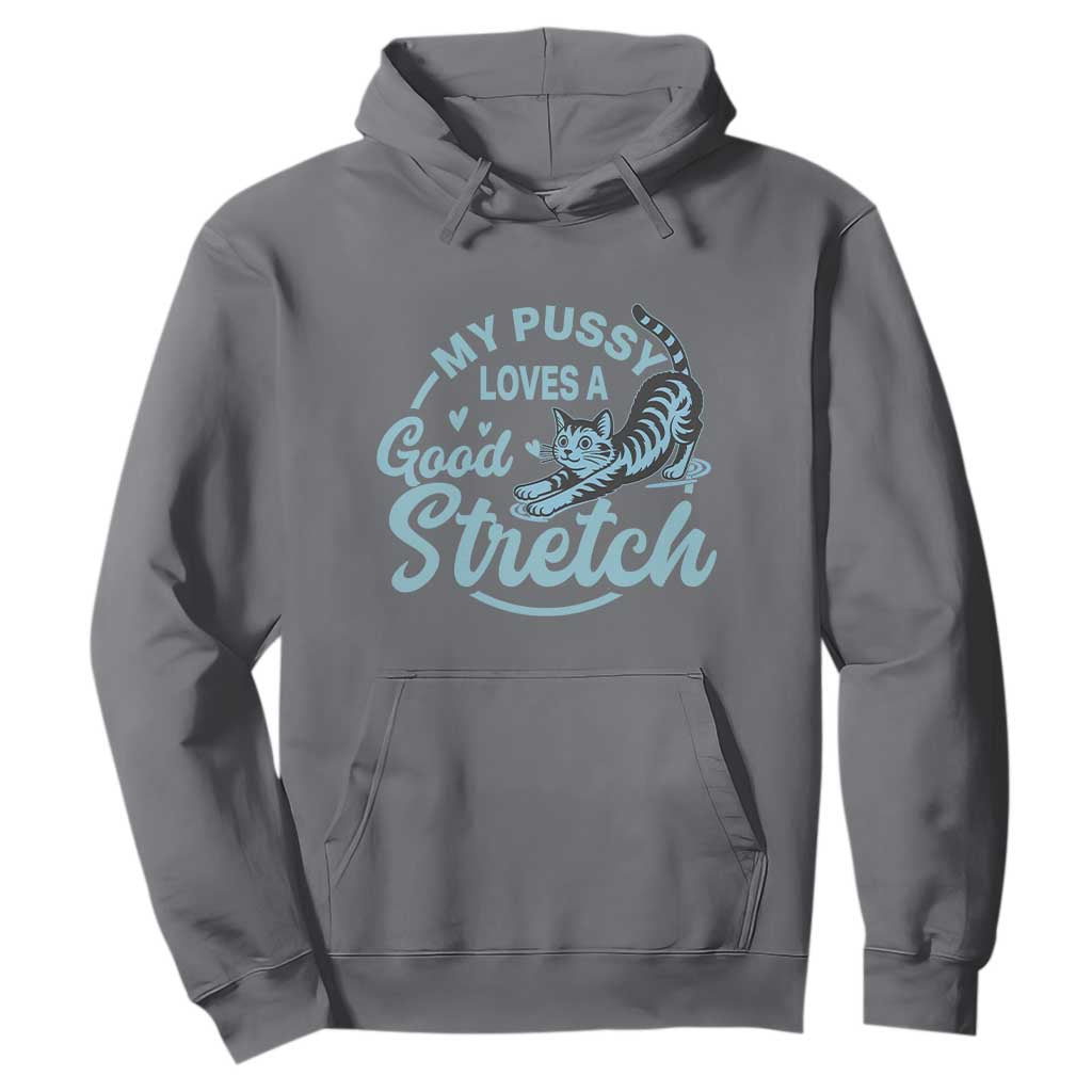 Adult Humor Cat Hoodie My Pussy Loves A Good Stretch TS12 Charcoal Print Your Wear