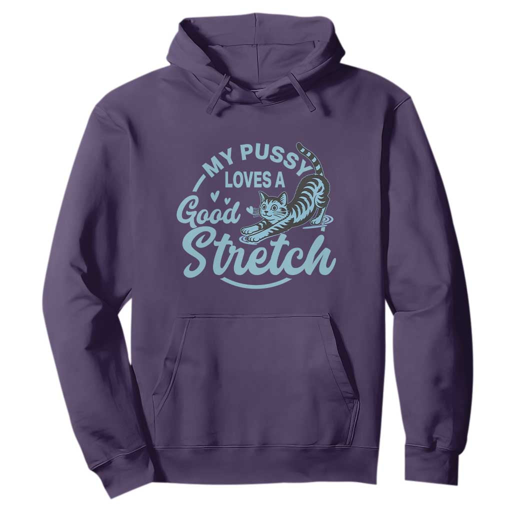Adult Humor Cat Hoodie My Pussy Loves A Good Stretch TS12 Purple Print Your Wear