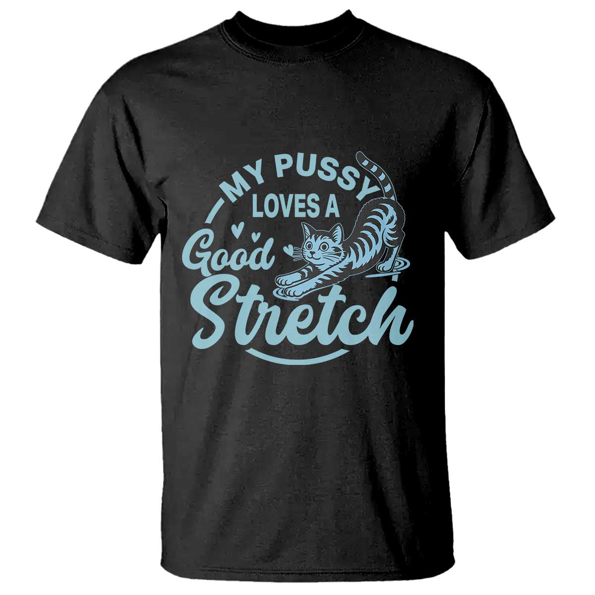 Adult Humor Cat T Shirt My Pussy Loves A Good Stretch TS12 Black Print Your Wear